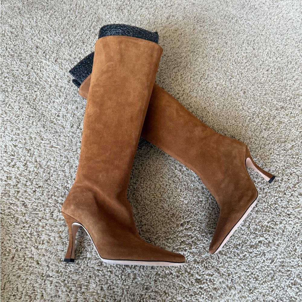 STAUD Brown Heeled Cami Suede Boots